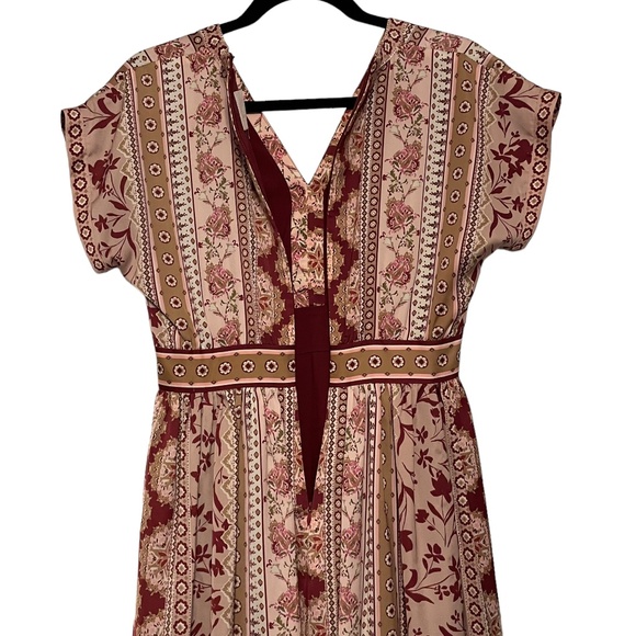 Gal Meets Glam Liza Charmeuse Pink/Burgundy Midi Dress Size 2 Petite‎ - Picture 8 of 9